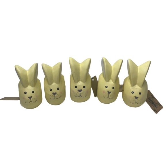 NWT Pier 1 Light Yellow Easter Bunny Painted Napkin Holders Set of 5 - Picture 1 of 4